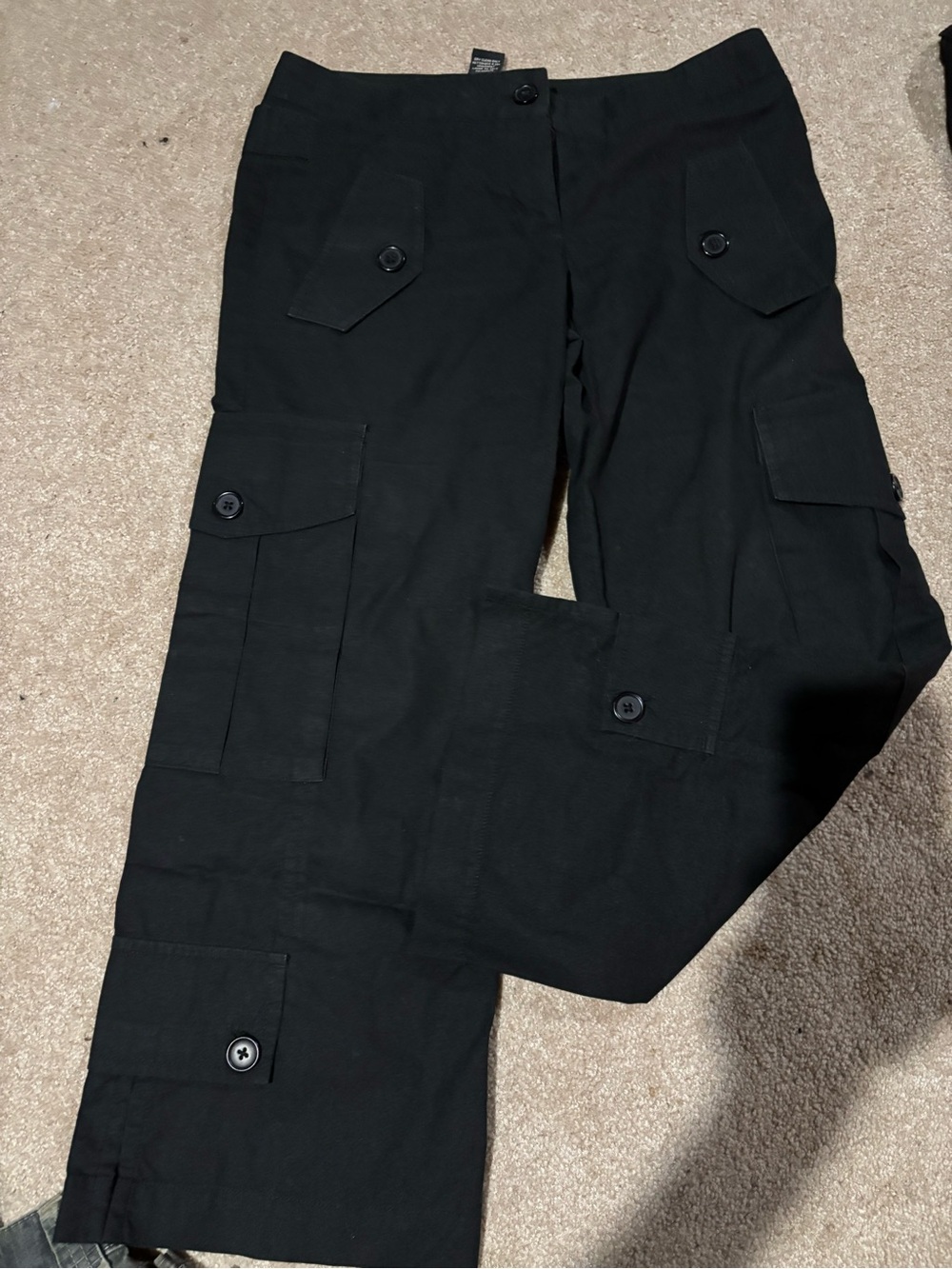 BCBGMaxAzria Black Cargo Capris with Flap Pockets